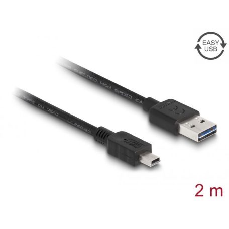 DeLock Cable EASY-USB 2.0 Type-A male > USB 2.0 Type Mini-B male 2m Black