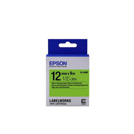 Epson LK-4GBF címkeszalag (12mm) Black on Fluorescent Green - 9m