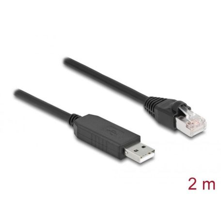 DeLock Serial Connection Cable with FTDI chipset USB 2.0 Type-A male to RS-232 RJ45 male 2m Black