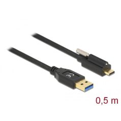   DeLock SuperSpeed USB 10 Gbps (USB 3.2 Gen 2) Cable Type-A male to USB Type-C male with screw on top 0,5m Black