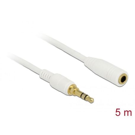 DeLock Stereo Jack Extension Cable 3.5 mm 3 pin male to female 5m White