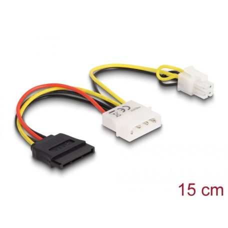 DeLock Delock tápkábel Molex 4 pinen apa > SATA 15 pines anya + P4 apa