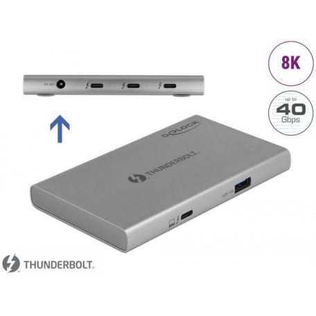 DeLock Thunderbolt 4 Hub 3 Port with additional SuperSpeed USB 10 Gbps Type-A Port 8K