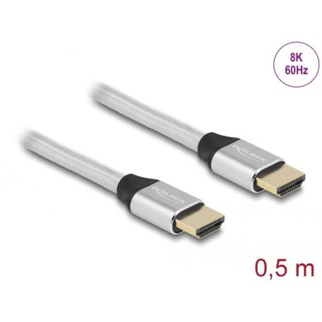 DeLock Ultra High Speed HDMI Cable 48 Gbps 8K 60 Hz 0,5m certified Silver