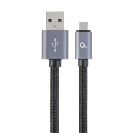 Gembird CCDB-mUSB2B-AMBM-6 Cotton braided micro-USB cable with metal connectors 1,8m  Black