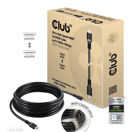 Club3D Ultra High Speed HDMI up to 240Hz 48Gbps Certified Cable M/M 7,5m Black