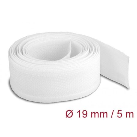 DeLock Braided Sleeving with Hook-and-Loop Fastener 5x19mm White