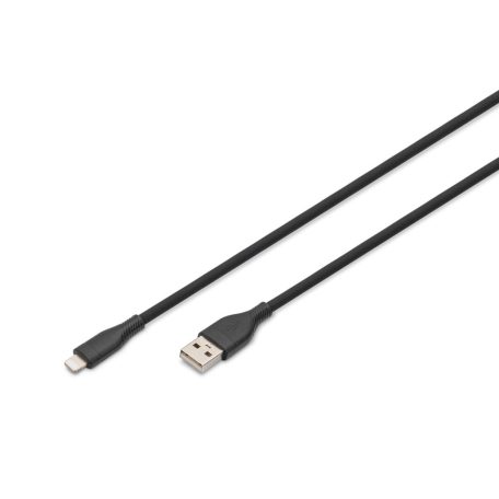 Assmann Lightningh to USB Silicone USB2.0 12W Cable 0,5m Black