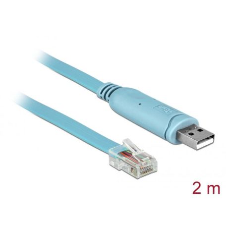 DeLock USB 2.0 Type-A male > 1x Serial RS-232 RJ45 male 2m Blue