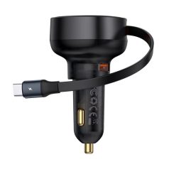   Baseus Enjoyment Pro Car Charger U+Retractable Type-C Cable 60W Black