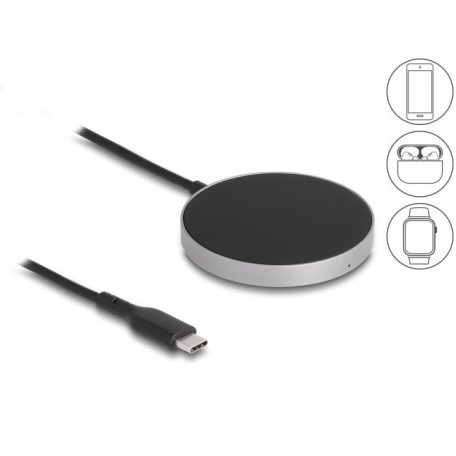 DeLock Wireless Charger with 5W/7,5W/10W/15W Inductive Charging Pad Black