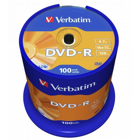 Verbatim DVD-R 4,7Gb 16x Hengeres 100db/csomag (100-as címke)