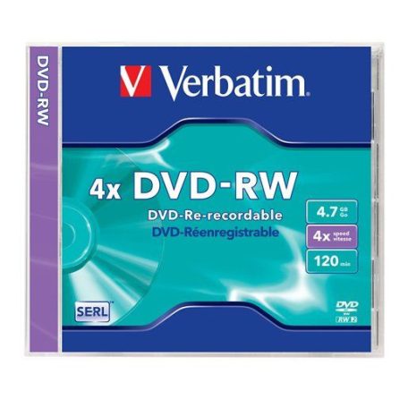 Verbatim DVD-RW 4,7Gb 4x Normál tok 1db/csomag (1-es címke)