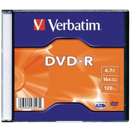 Verbatim DVD-R 4,7Gb 16x Slim tok 1db/csomag (1-es címke)