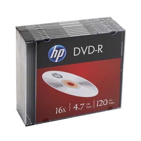 HP DVD-R 4,7Gb 16x Slim tok 10db/csomag (10-es címke)