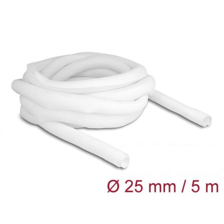 DeLock Braided Sleeve self-closing 5mx25mm White