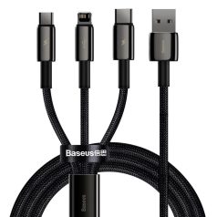   Baseus Tungsten Gold 3in1 Micro/Lightning/USB-C adat/töltőkábel 3,5A 1,5m Black