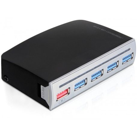 DeLock USB 3.0 HUB 4 port, 1 port USB power, külső vagy 3.5", külső táppal