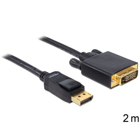 DeLock Displayport 1.2 male > DVI-I (24+1 Dual Link) male passive cable 2m Black