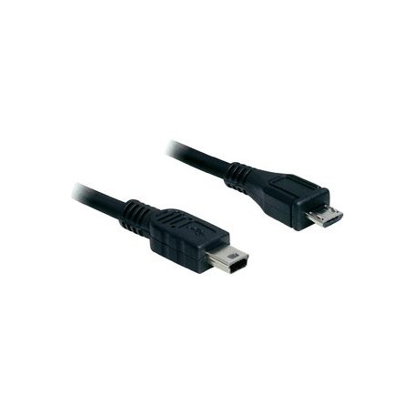 DeLock Cable USB 2.0 micro-B male > USB mini male 1m Black