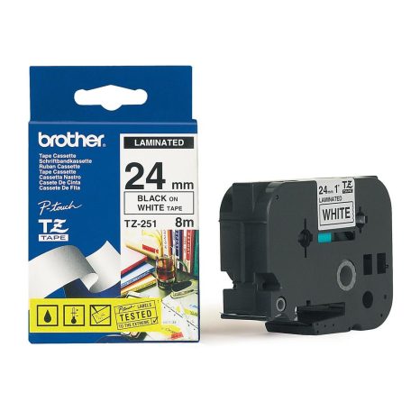 Brother TZE-251 laminált P-touch szalag (24mm) Black on White - 8m