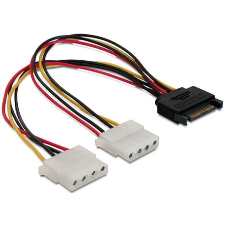 DeLock Cable Power SATA 15pin > 2x 4pin Molex female 20cm