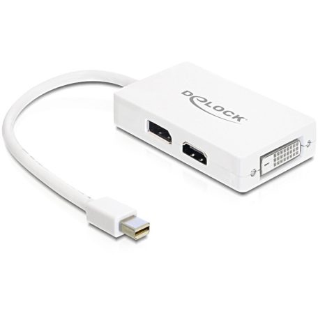 DeLock mini Displayport 1.1 male > Displayport / HDMI / DVI-D (Dual Link) female Passive Adapter White