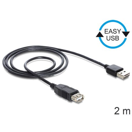 DeLock Extension Cable EASY-USB 2.0-A male > USB 2.0-A female 2m Black