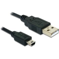   DeLock USB2.0-A > USB mini-B 5 pin male/male cable 1m Black