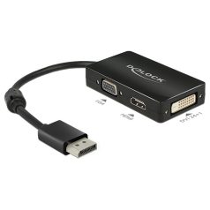   DeLock Adapter Displayport 1.1 male > VGA / HDMI / DVI female Passive Black