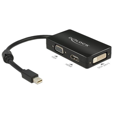 DeLock Adapter mini Displayport 1.1 male > VGA / HDMI / DVI female Passive Black