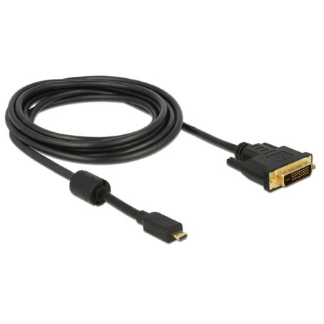 DeLock HDMI cable Micro-D male > DVI-D (Dual Link) 24+1 male 2m Black