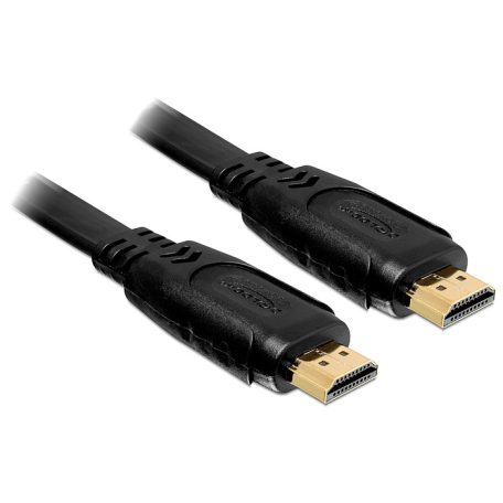 DeLock High Speed HDMI-kábel típusú Ethernet – HDMI A dugós > HDMI A dugós lapos 2m Black