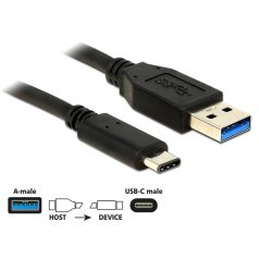   DeLock USB 10 Gbps (USB 3.1, Gen 2), A típusú csatlakozódugó > USB Type-C 0,5m Black