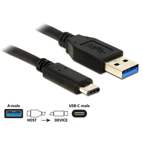 DeLock USB 10 Gbps (USB 3.1, Gen 2), A típusú csatlakozódugó > USB Type-C 0,5m Black