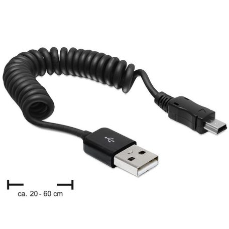 DeLock USB2.0-A apa > USB mini apa spirál kábel